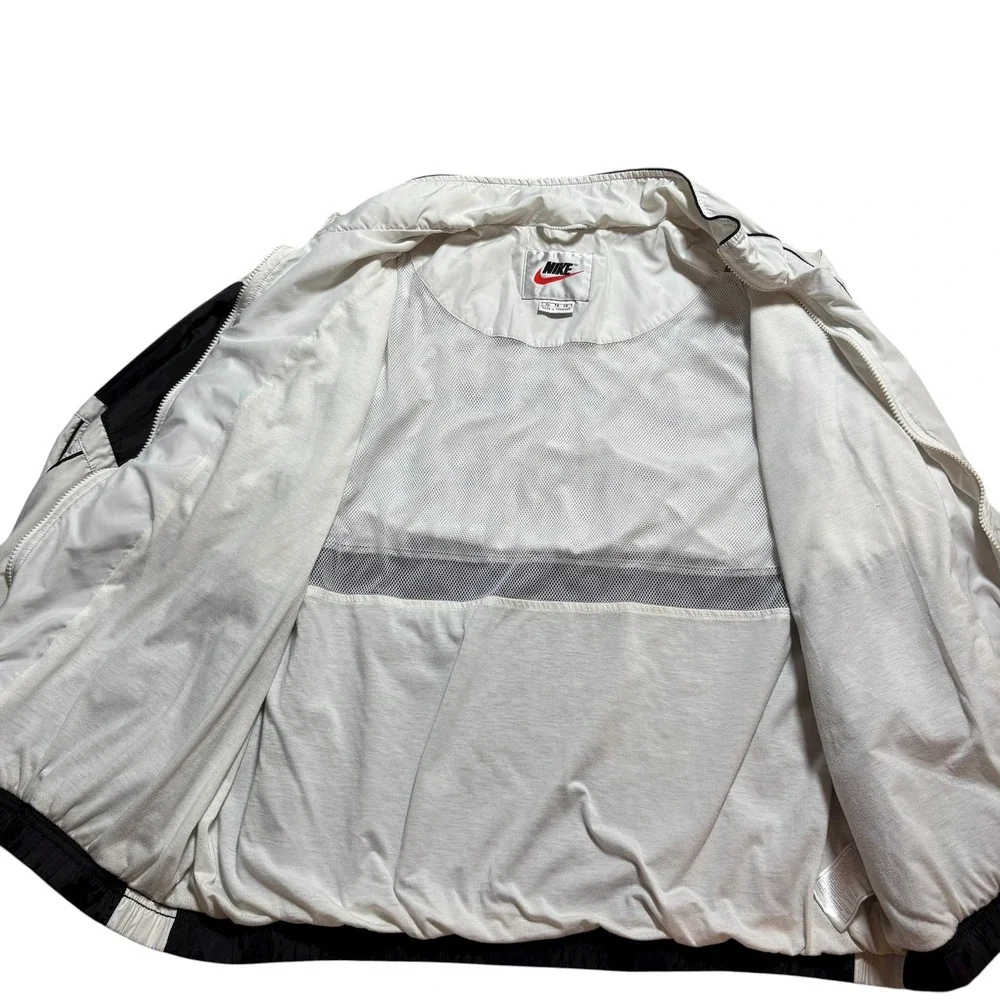 Nike VINTAGE 90s Windbreaker Jacket White‎ Black Athletic Retro Mens XL